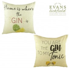 Evans Lichfield Gin Linen Cushion in Various Text Print Designs   253181305060